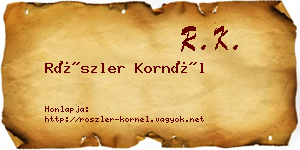 Röszler Kornél névjegykártya